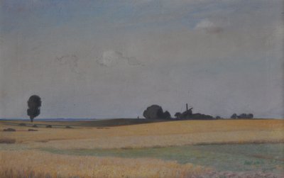 Mecklenburgs landschap met windmolen door Franz Bunke